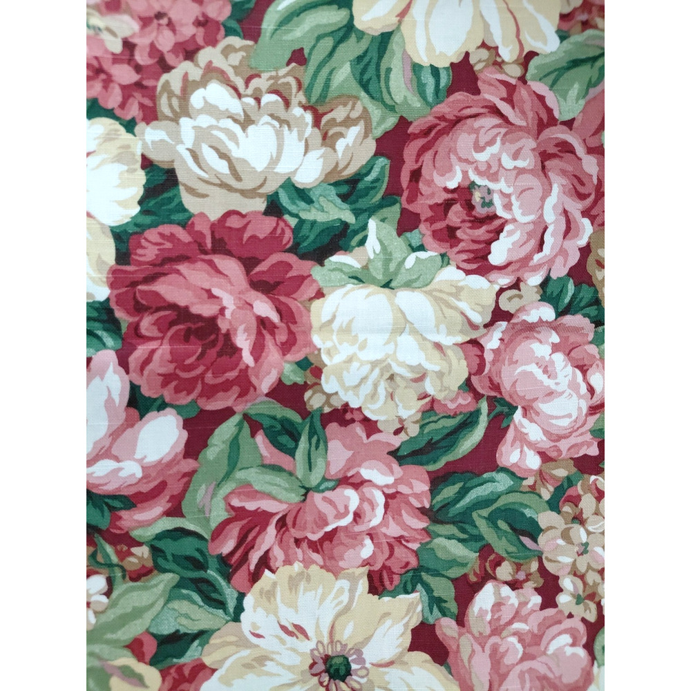 VTG Fabric Cabbage Rose Floral Upholstery Cotton Western Textile 3 YDS Heritage